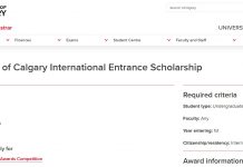 University of Calgary International Entrance Scholarship