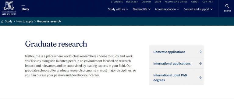 University of Melbourne Graduate Research Scholarships