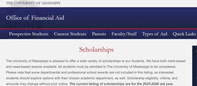 University of Mississippi Scholarship 2024