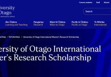 University of Otago International Master's Research Scholarship