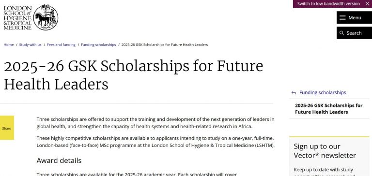 GSK Future Health Leaders Scholarship 2025-26 in the UK