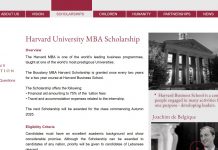 Harvard University MBA Scholarship Program 2025-2026 in USA