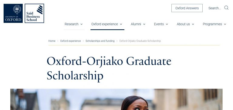 Oxford-Orjiako Graduate Scholarship 2025 in the UK
