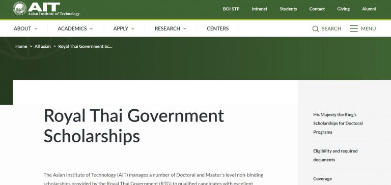 Royal Thai Government Scholarships 2025