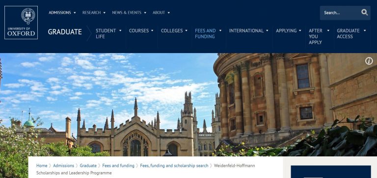 Weidenfeld Hoffmann Scholarships 2025