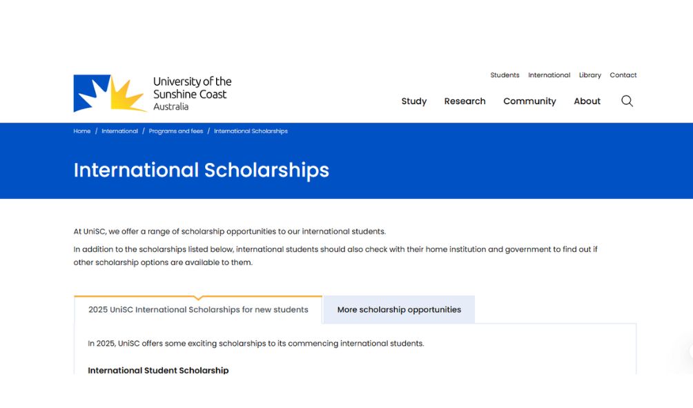 University of the Sunshine Coast Scholarships 2025