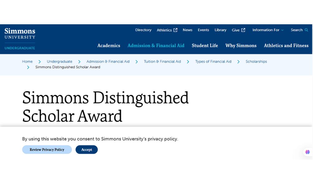 Simmons Distinguished Scholar Award