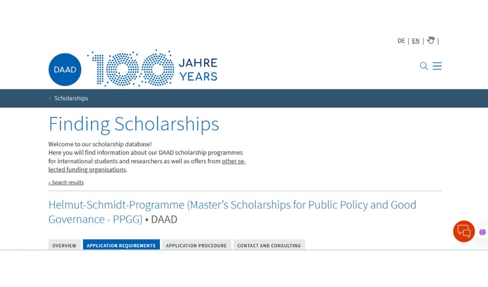 DAAD Helmut Schmidt Scholarships