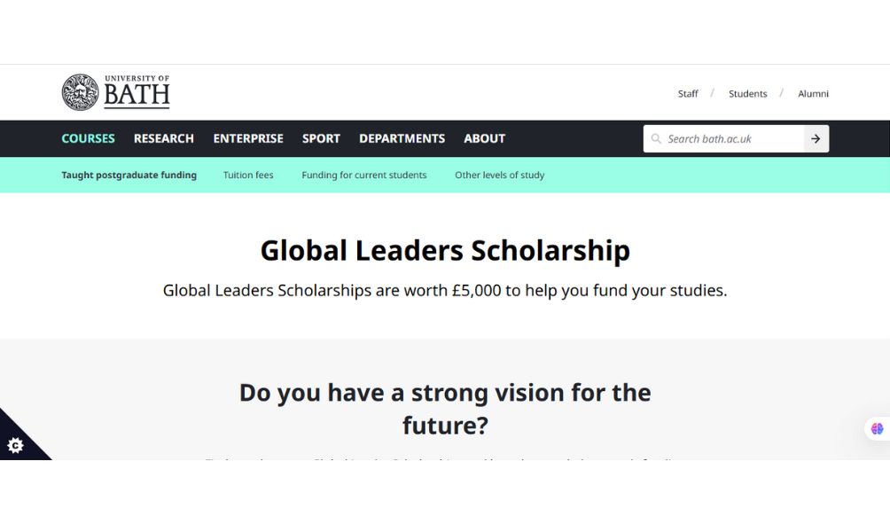University of Bath Global Leaders Scholarship