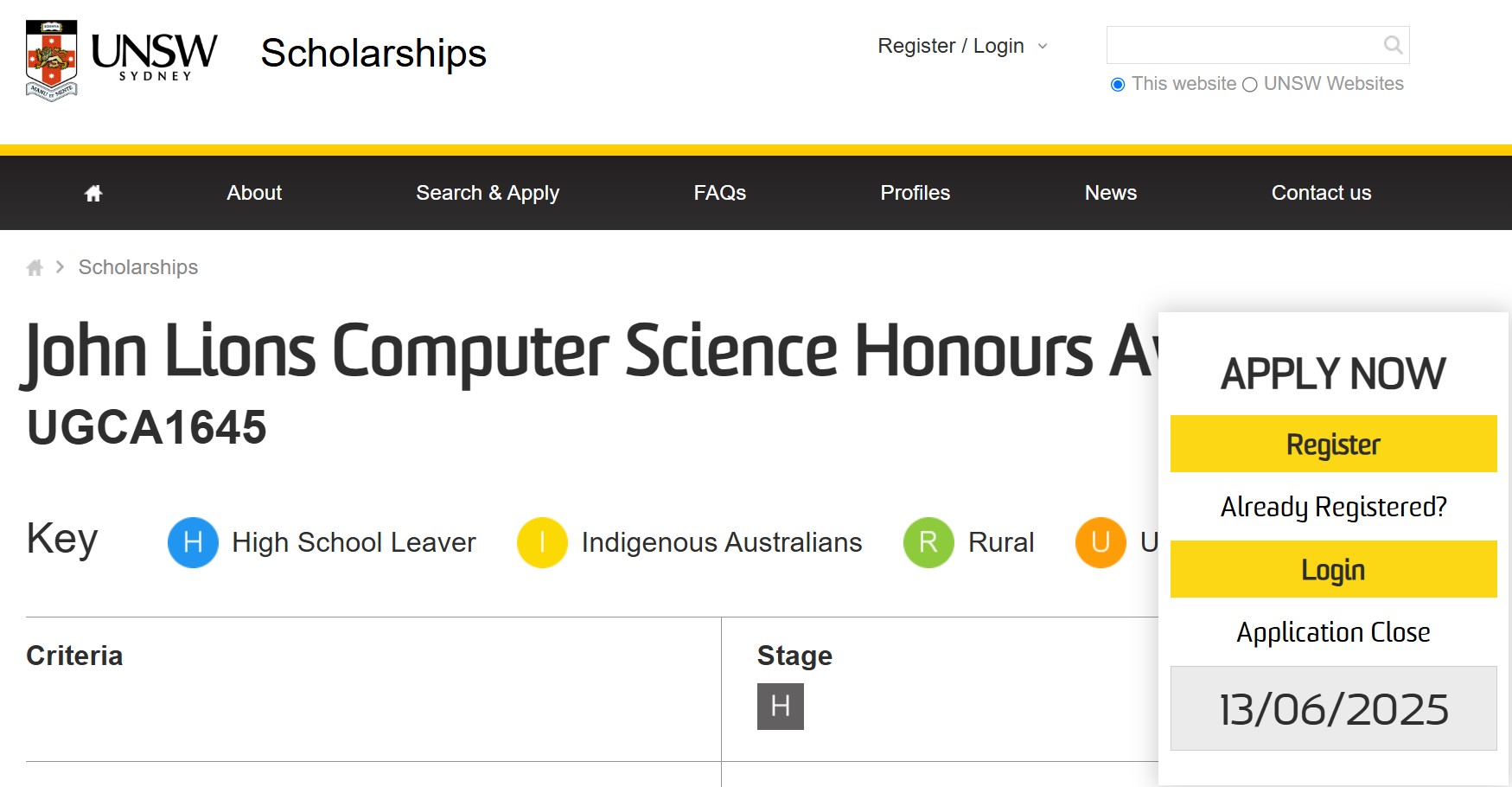 John Lions Computer Science Honours Award 2025