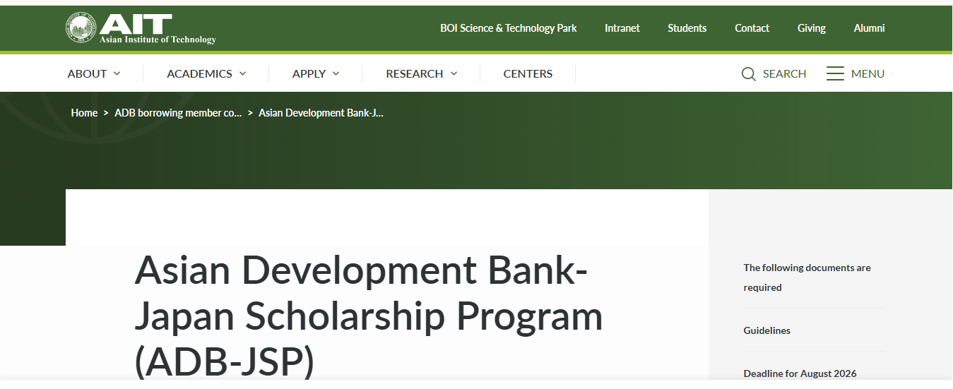 Asian Development Bank Japan Scholarship Program