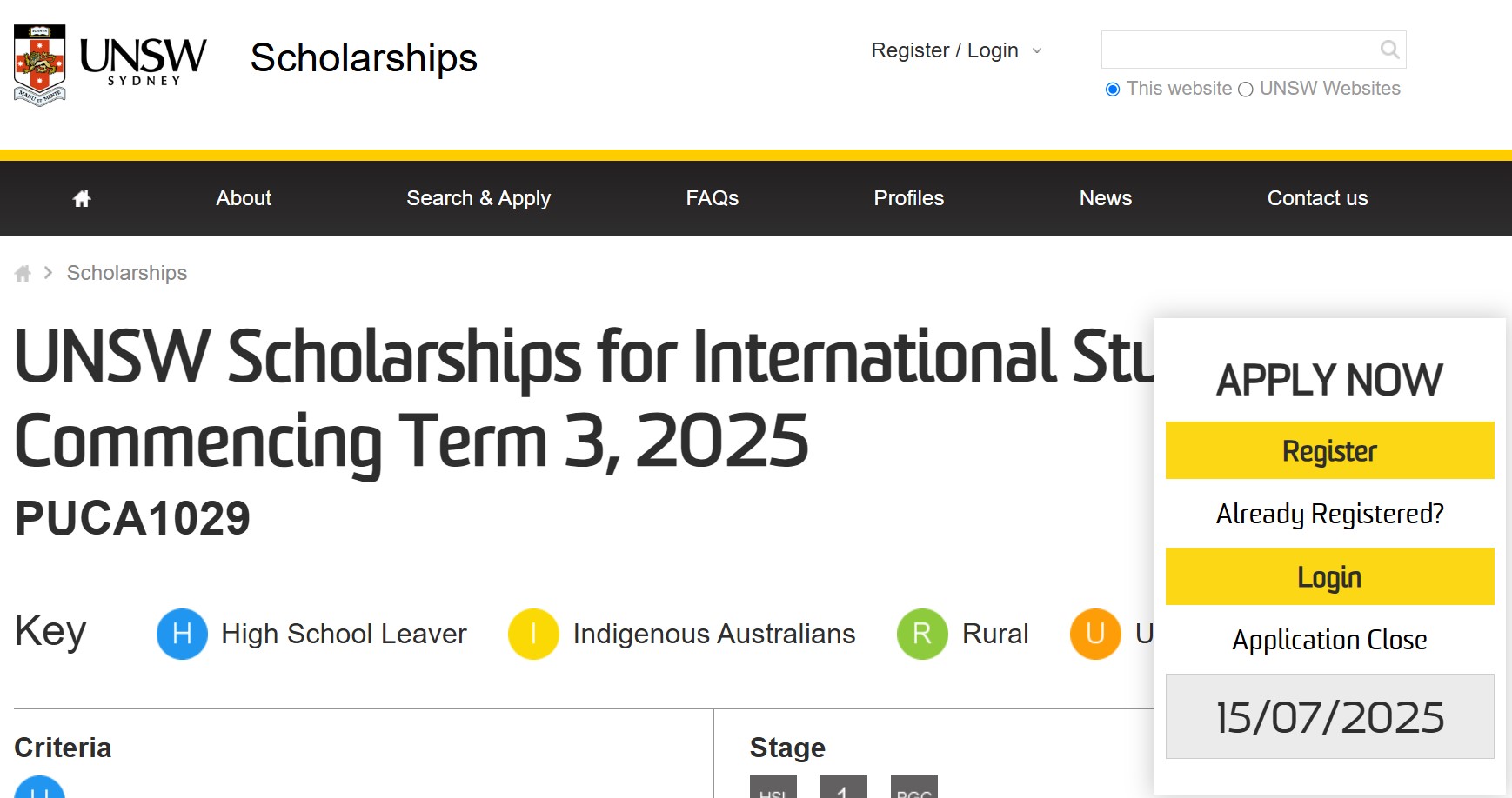 UNSW Scholarships for International Students Commencing Term 3, 2025