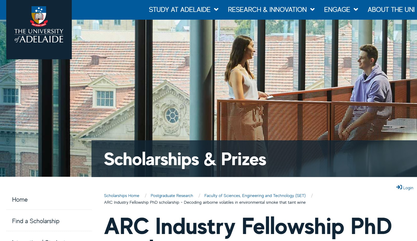 University of Adelaide ARC Industry Fellowship PhD Scholarship 2025