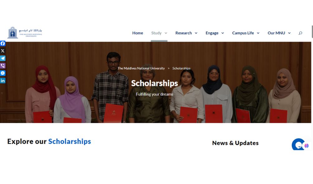 Maldives National University Scholarships