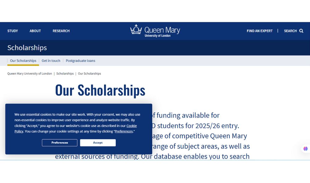 Queen Mary University Scholarships