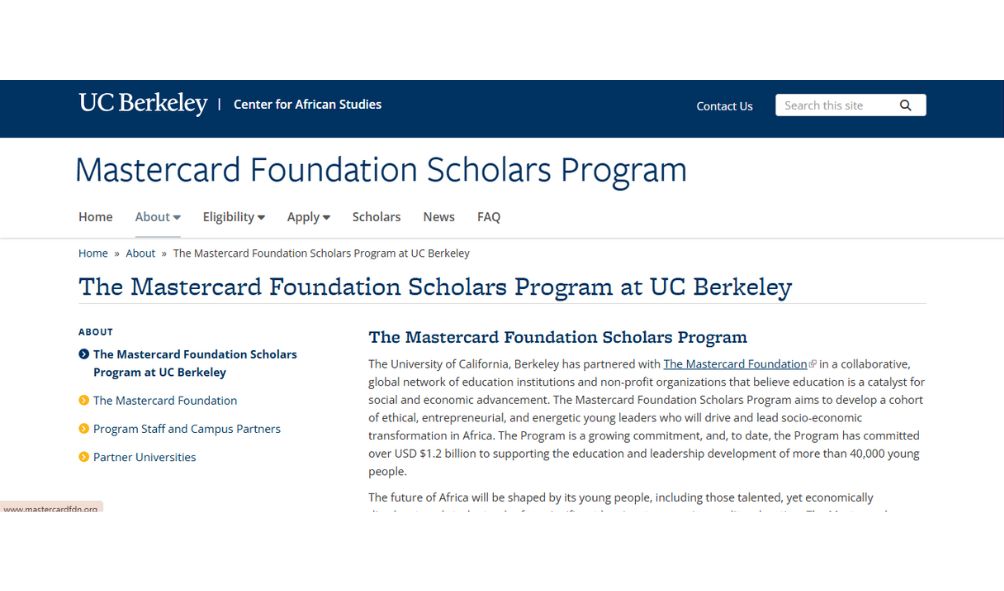 University of California MasterCard Scholarship