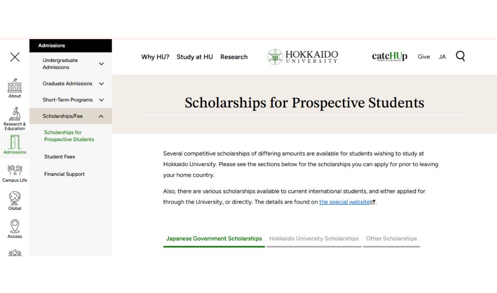 Hokkaido University MEXT Scholarship