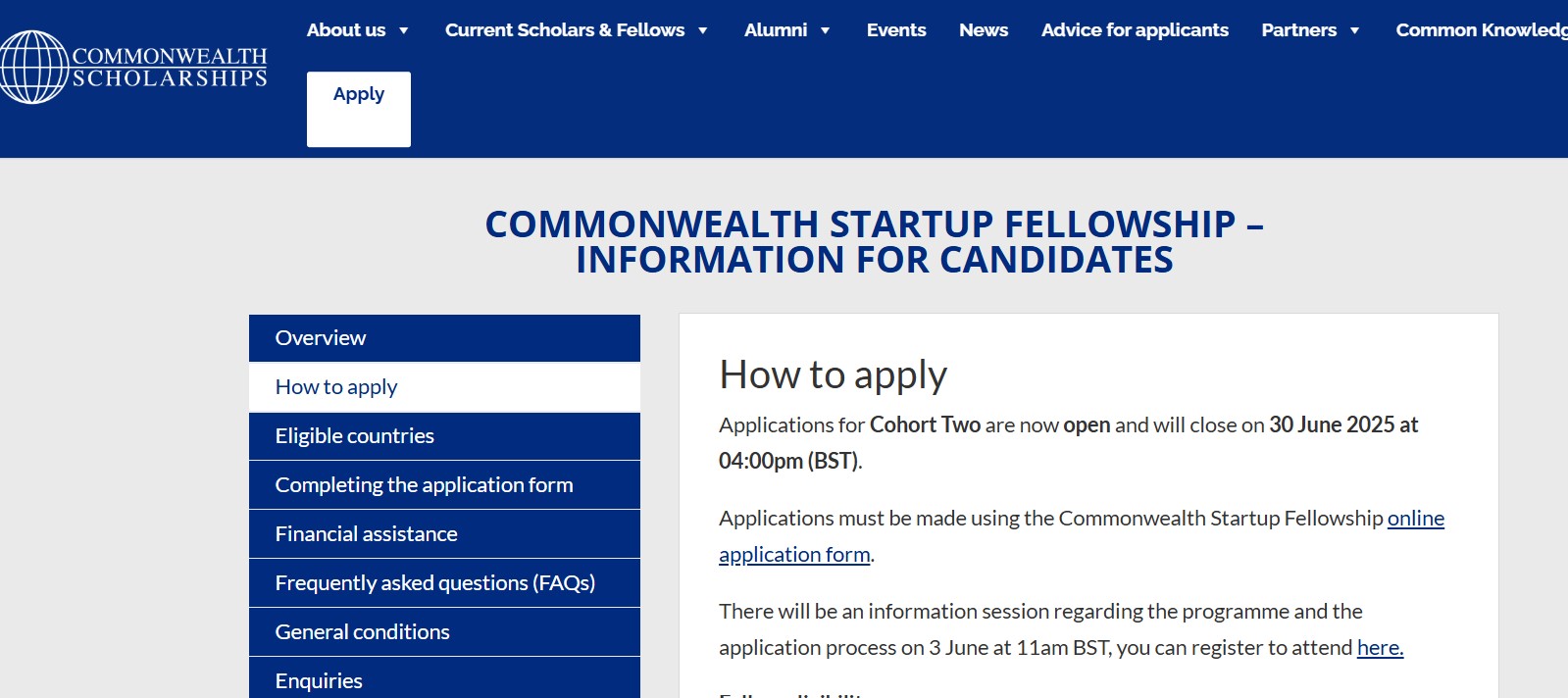Commonwealth Startup Fellowship 2025