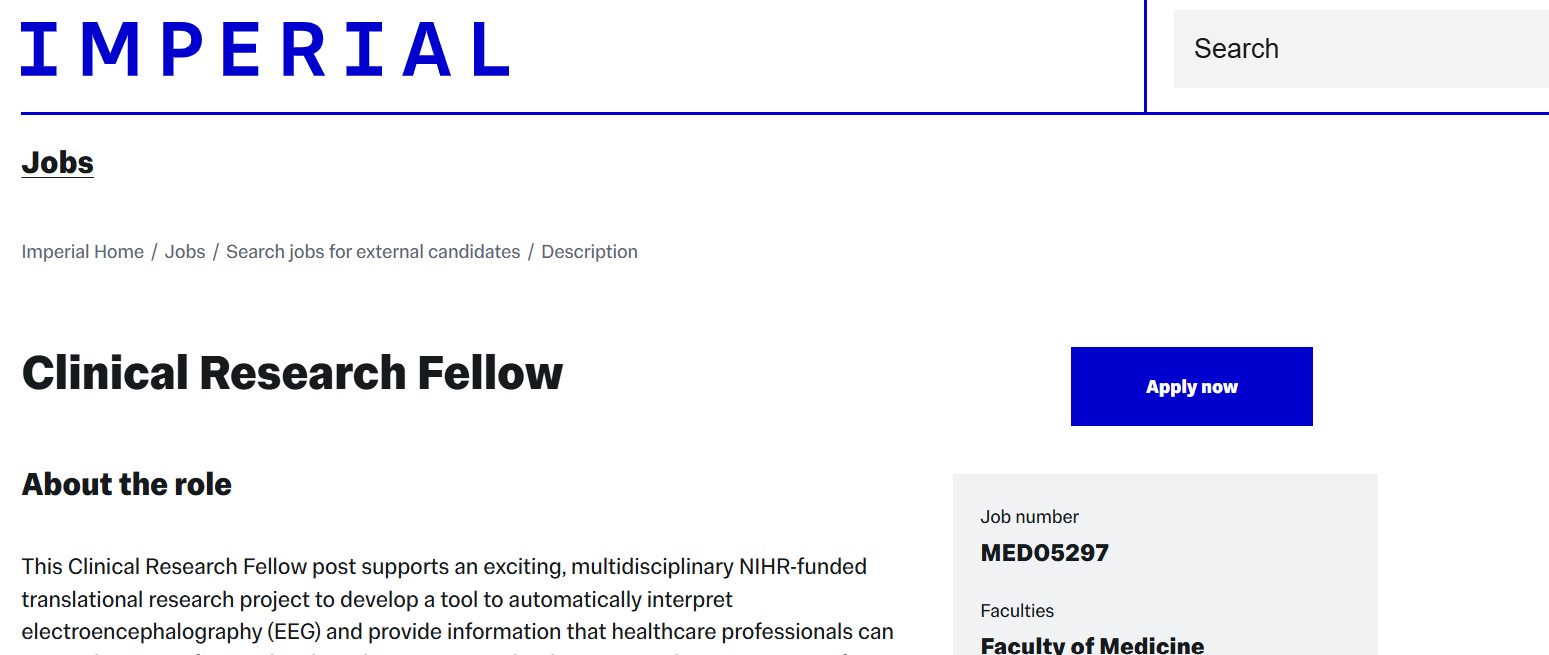 Imperial College London 2025 Clinical Research Fellow