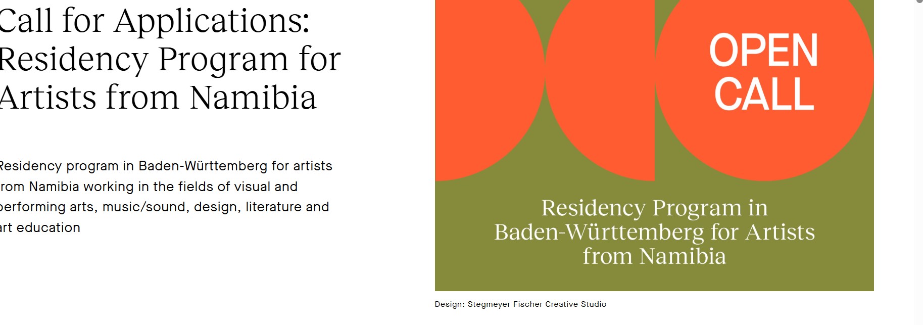 Residency Program in Germany for Namibian Artists 2025