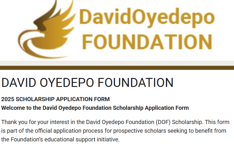 David Oyedepo Foundation Scholarship (DOF) 2025