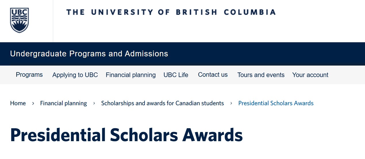 UBC Presidential Scholars Awards 2025