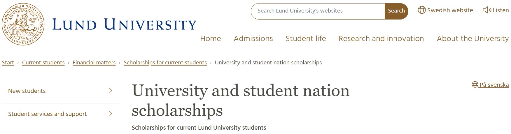University and student nation scholarships 2025