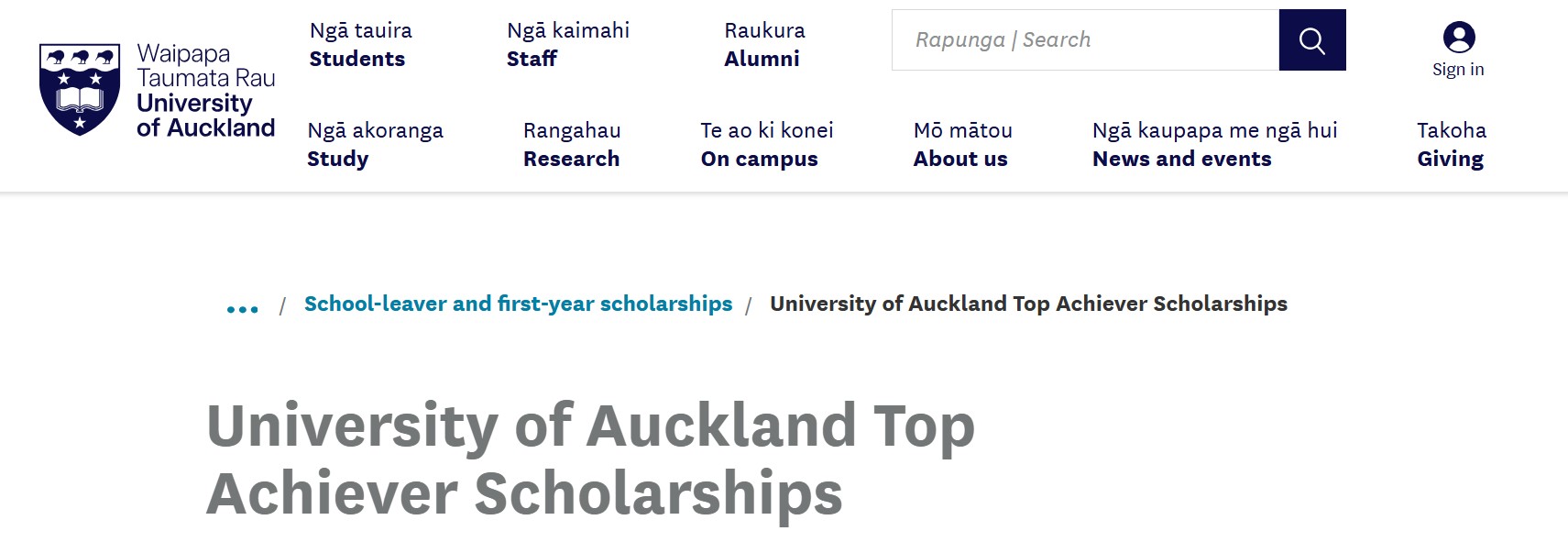 University of Auckland Top Achiever Scholarships 2026