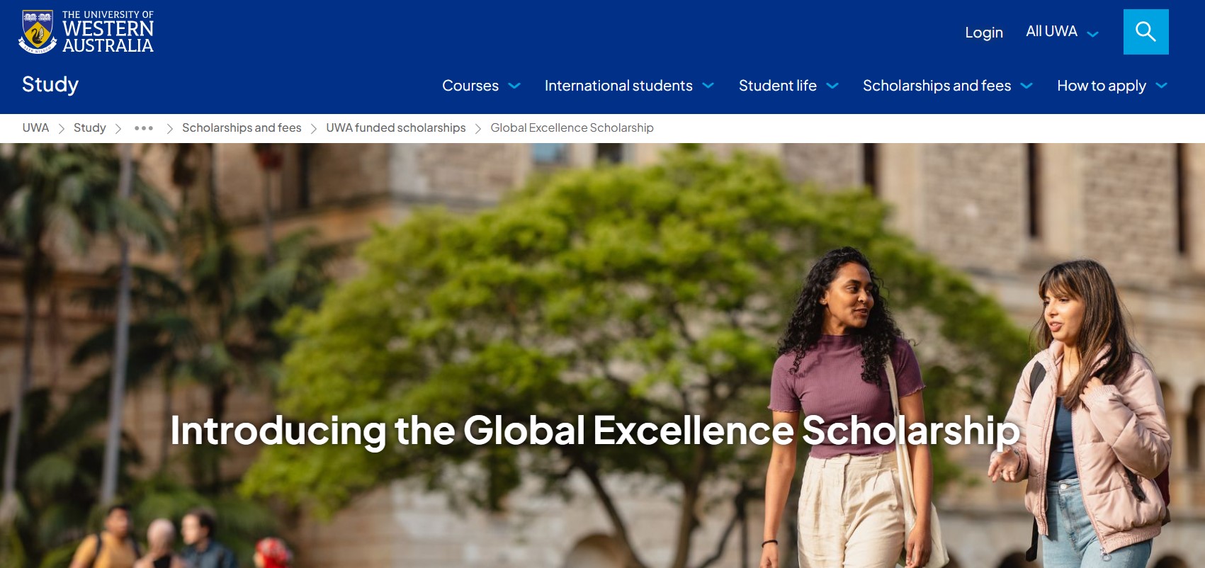 University of Western Australia Global Excellence Scholarship 2026
