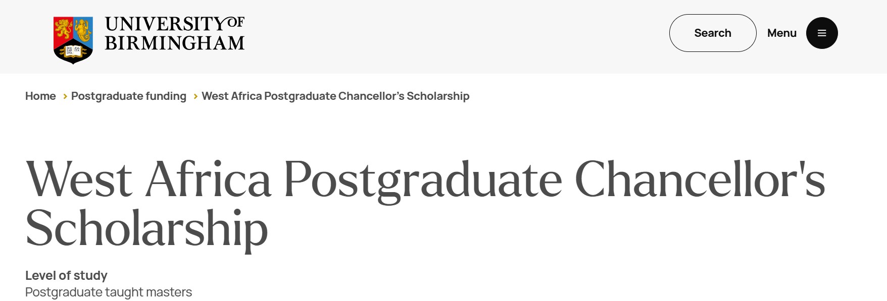 West Africa Postgraduate Chancellor’s Scholarship 2025