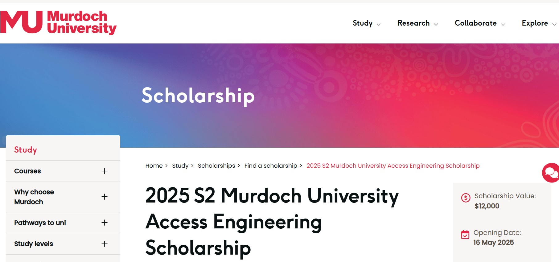 2025 S2 Murdoch University Access Engineering Scholarship