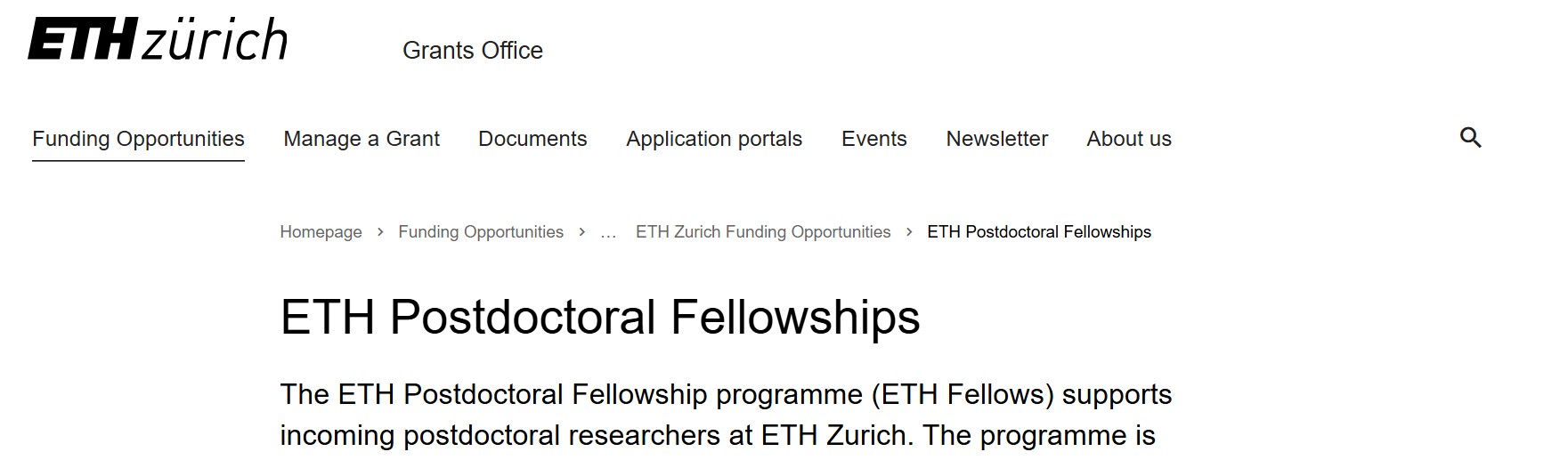 ETH Zurich Postdoctoral Fellowship 2026 in Switzerland