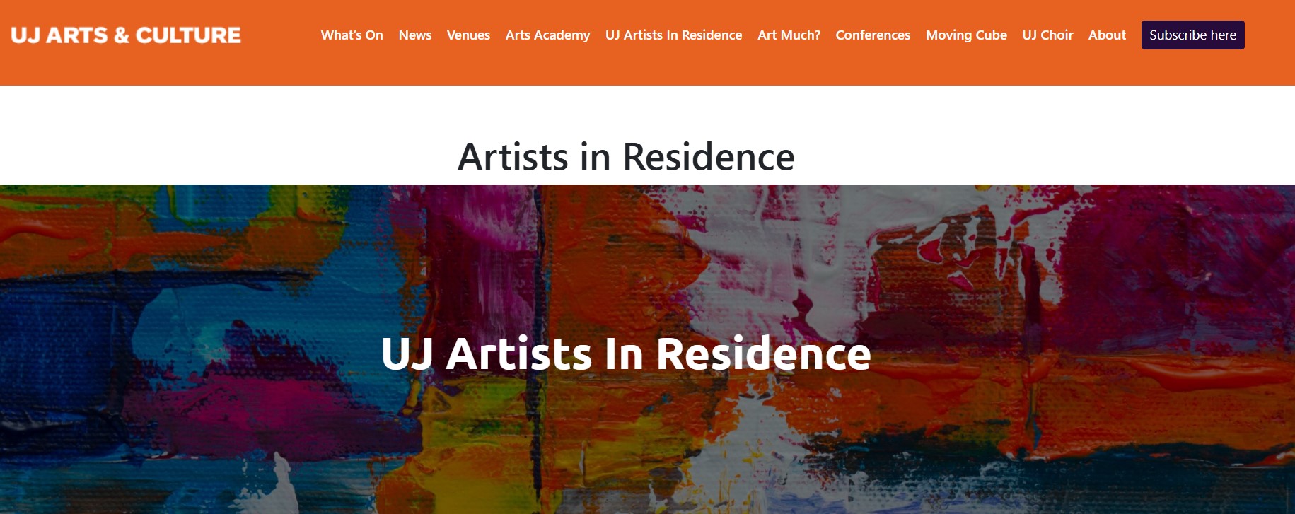 UJ Artists in Residence Program 2026