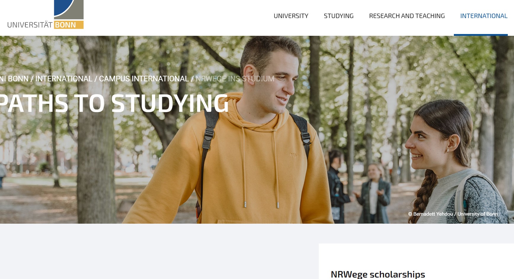 University of Bonn 2025 NRWege Scholarships for Refugees