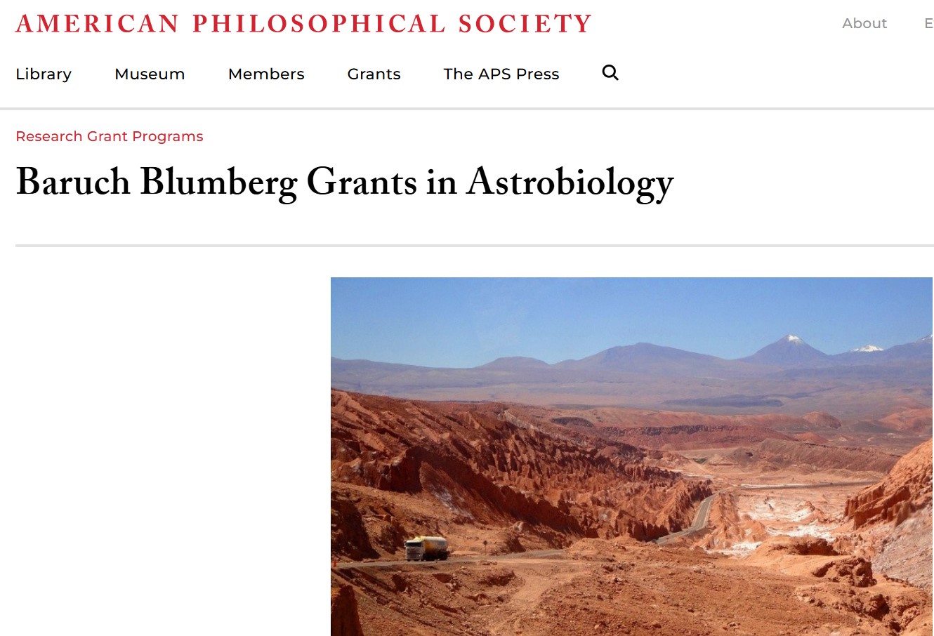 Baruch Blumberg Grants in Astrobiology 2025