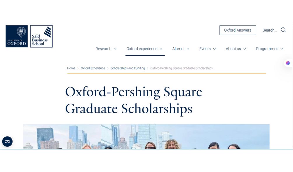 Oxford Pershing Square Graduate Scholarships