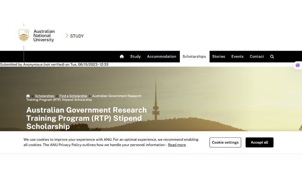 Australian National University Masters and PhD Scholarships