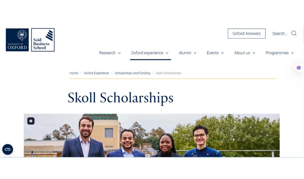 Skoll Scholarships 2026 in the UK