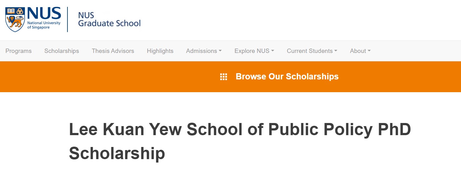 Lee Kuan Yew Scholarship 2026 in Singapore