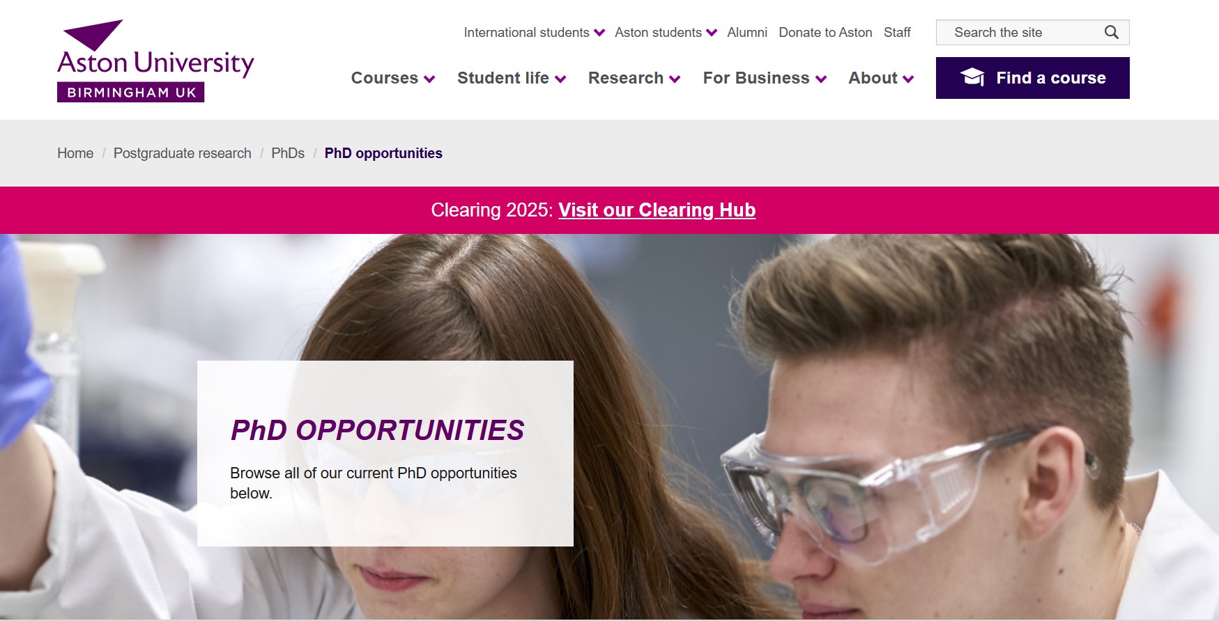 Aston University Postgraduate Research Scholarships 2026 in the UK