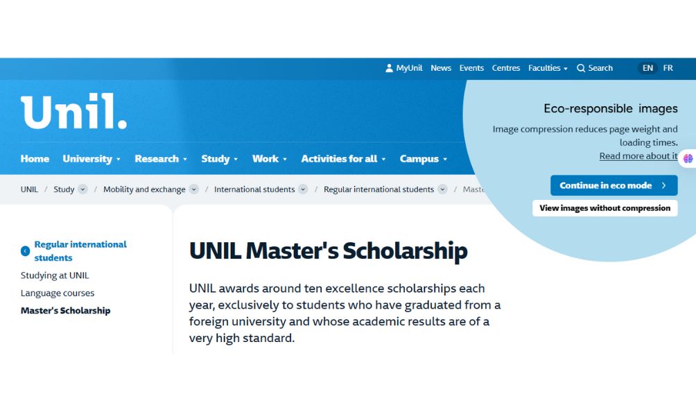 UNIL Masters Scholarship 2026