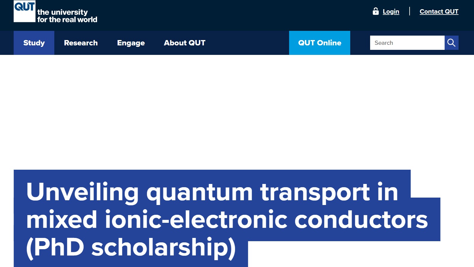 QUT PhD Scholarship 2026 – Unveiling Quantum Transport in Mixed Ionic-Electronic Conductors QUT PhD Scholarship 2026 – Unveiling Quantum Transport in Mixed Ionic-Electronic Conductors