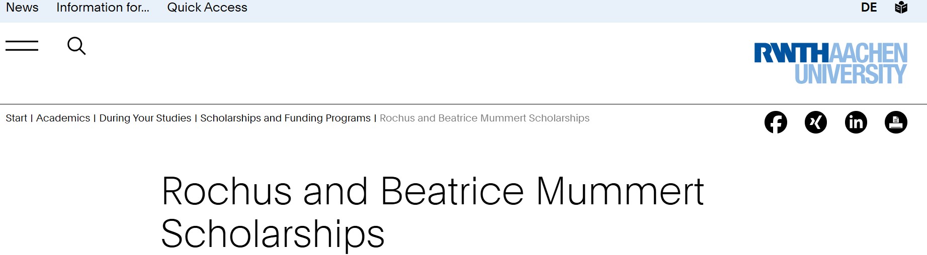 Rochus and Beatrice Mummert Scholarships 2026