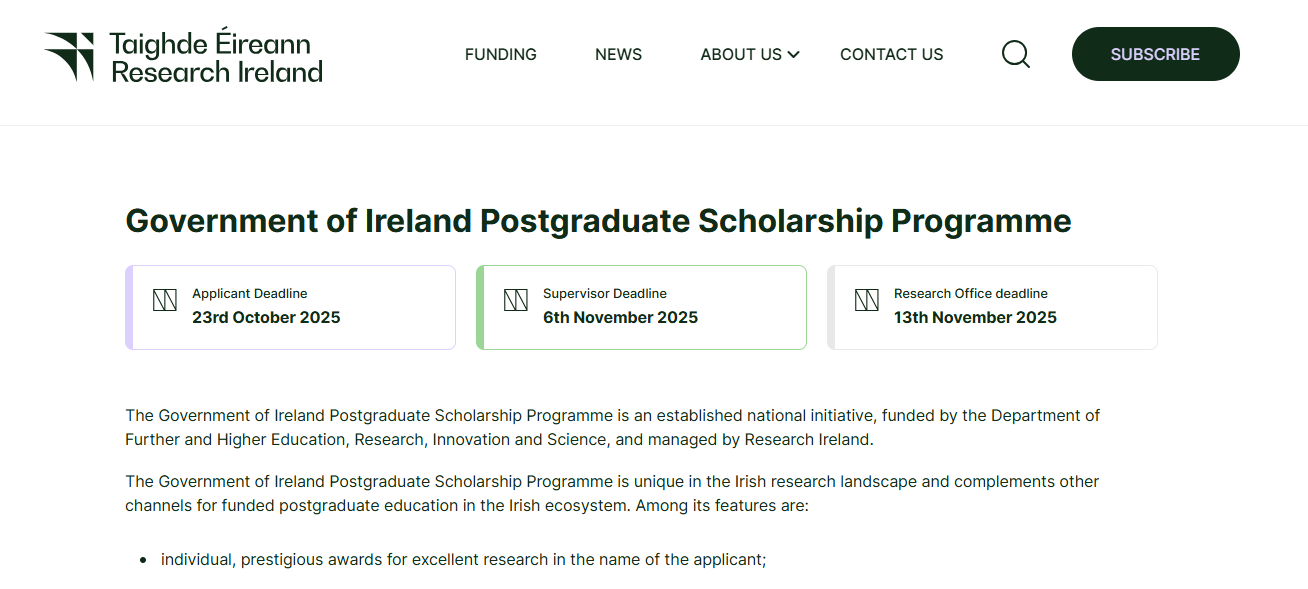 Government of Ireland Postgraduate Scholarship