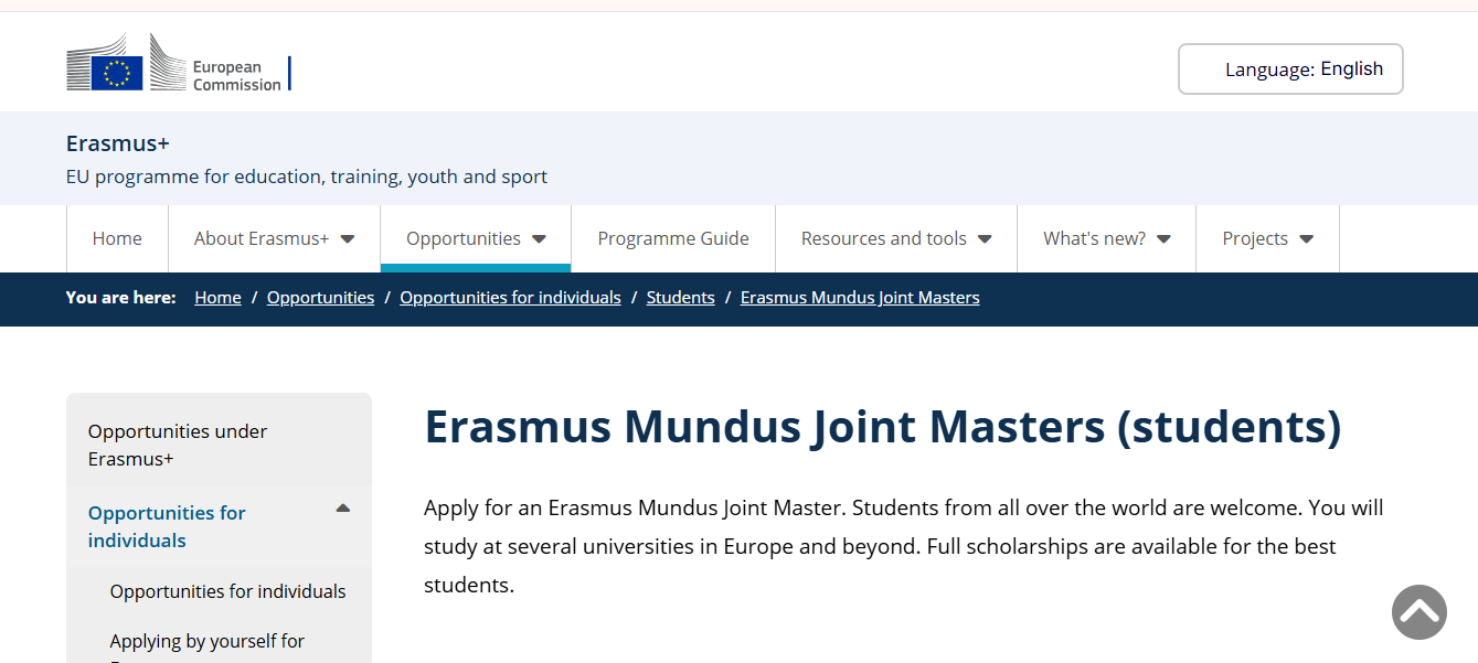 Erasmus Mundus Scholarship 2026