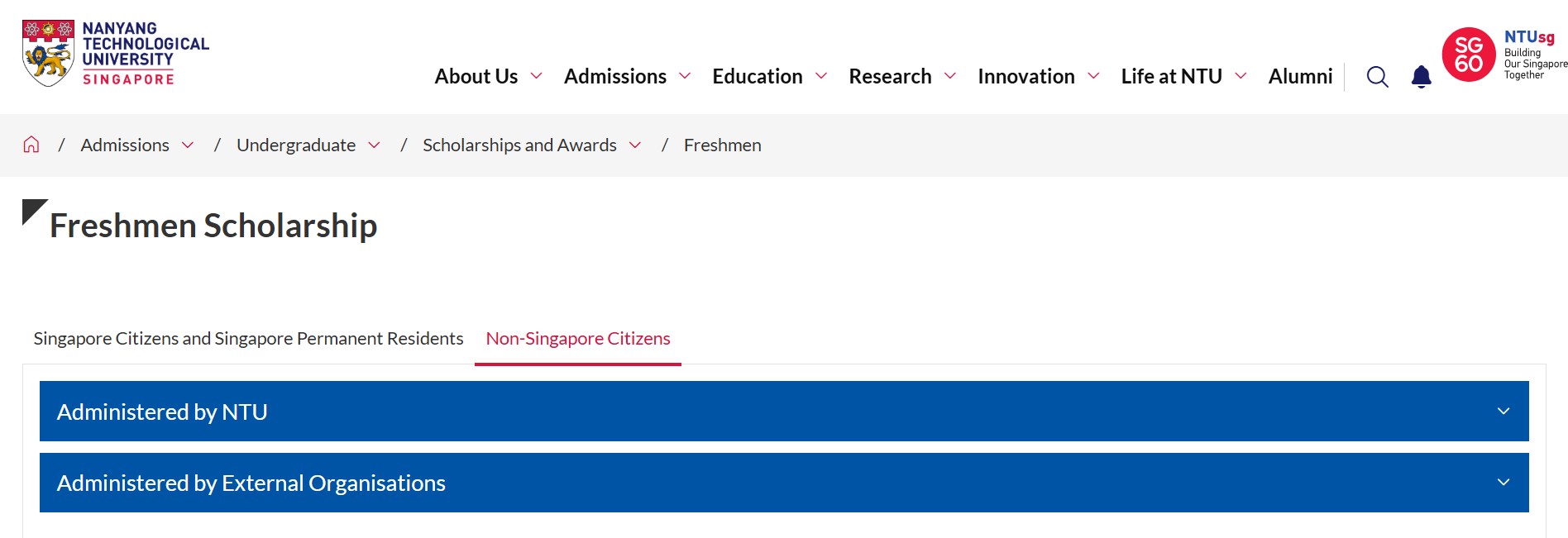 2026 Nanyang Technological University (NTU) Scholarship