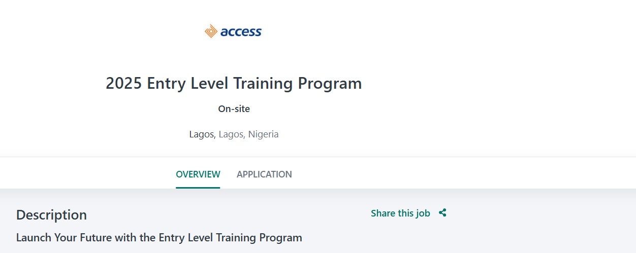 Access Bank Entry Level Program 2025 for Nigerians