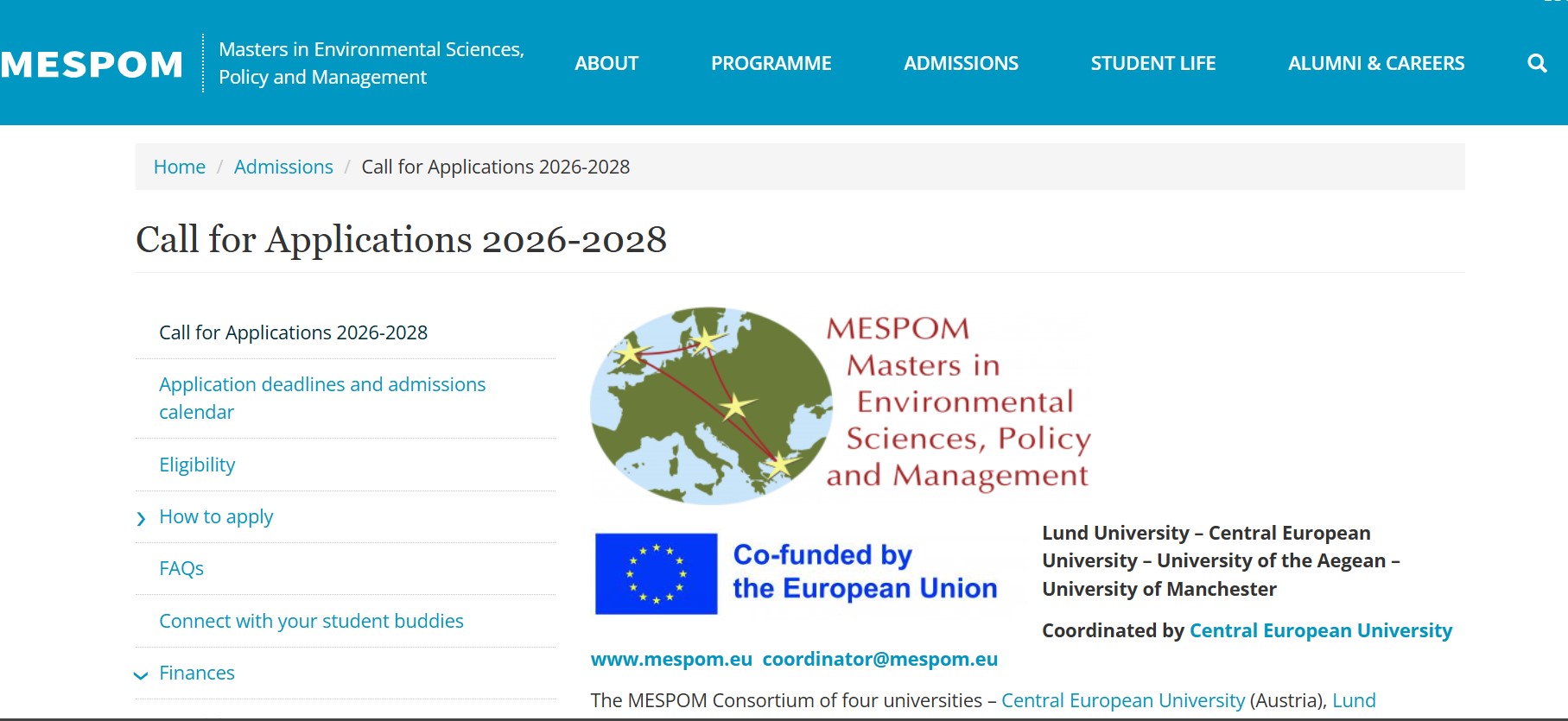 Erasmus Mundus MESPOM Scholarship 2026