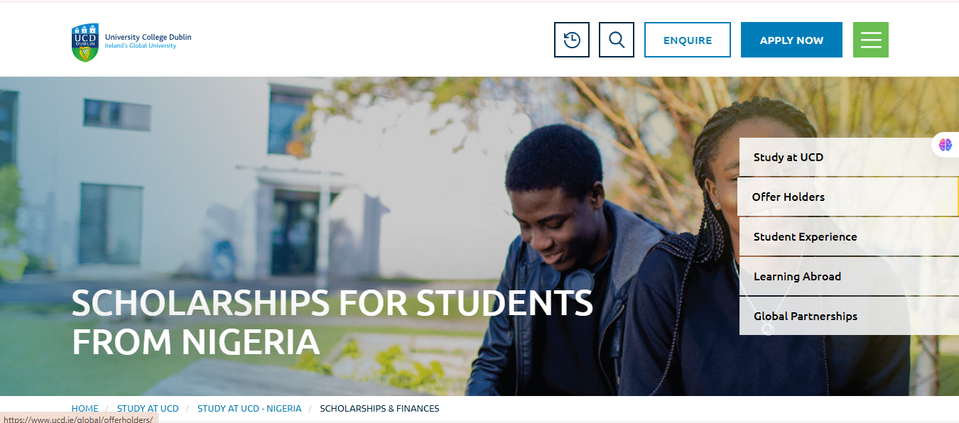 UCD Student Scholarships for Nigerians