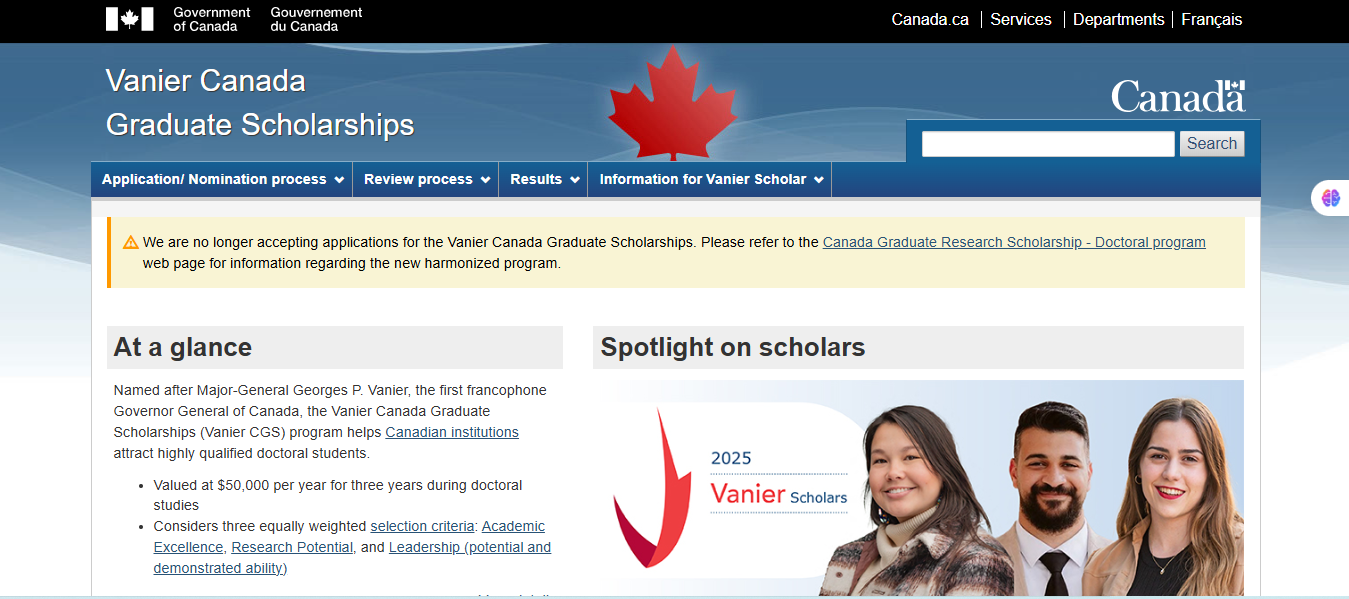Vanier Canada Graduate Scholarship